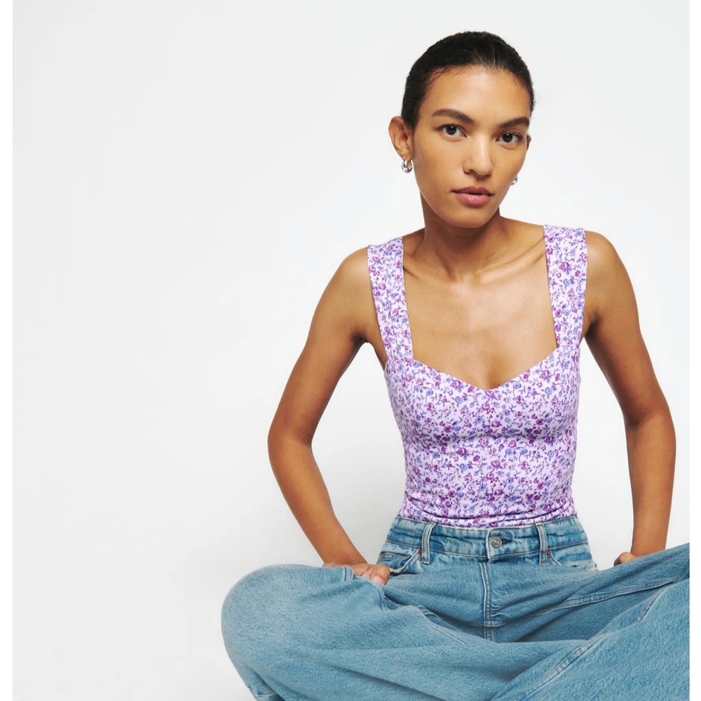 Reformation Purple Floral Top